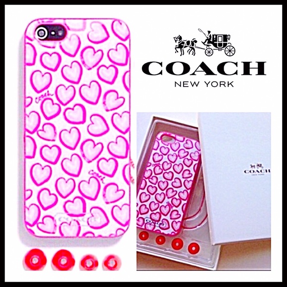 COACH IPHONE 5 5s CASE HEART LOVE PRINT - Picture 5 of 5